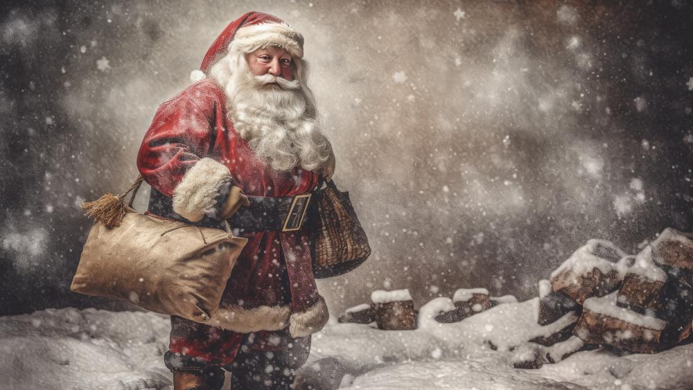Festive Santa Spreading Holiday Cheer wallpaper