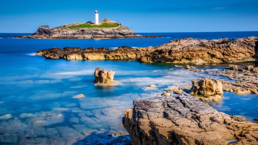 Serenity by the Sea Godrevy Lighthouse Views wallpaper