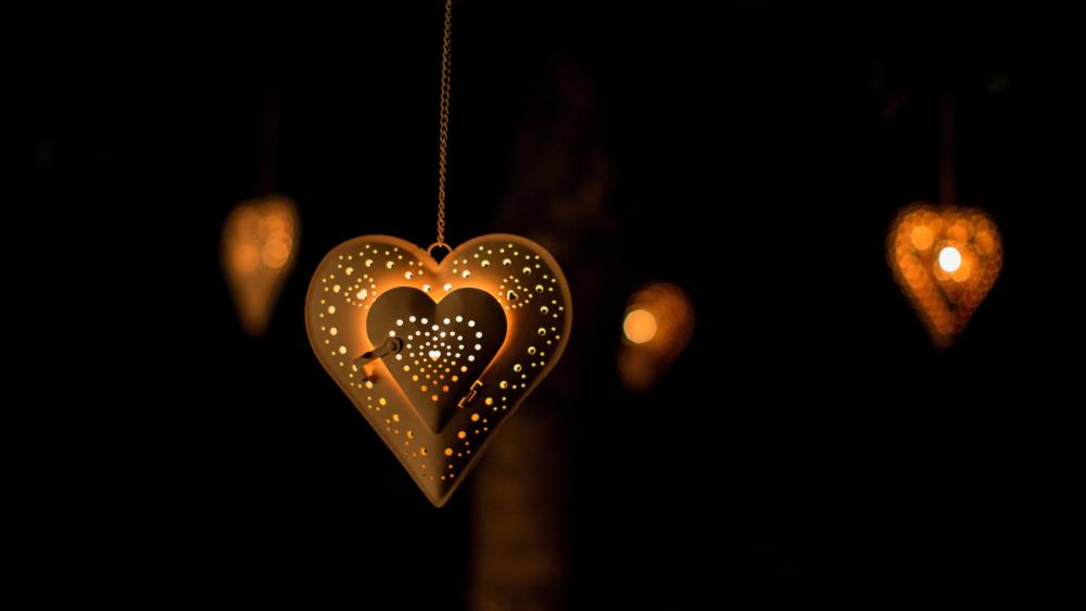 Warm Heart Lights Creating Romantic Ambiance wallpaper