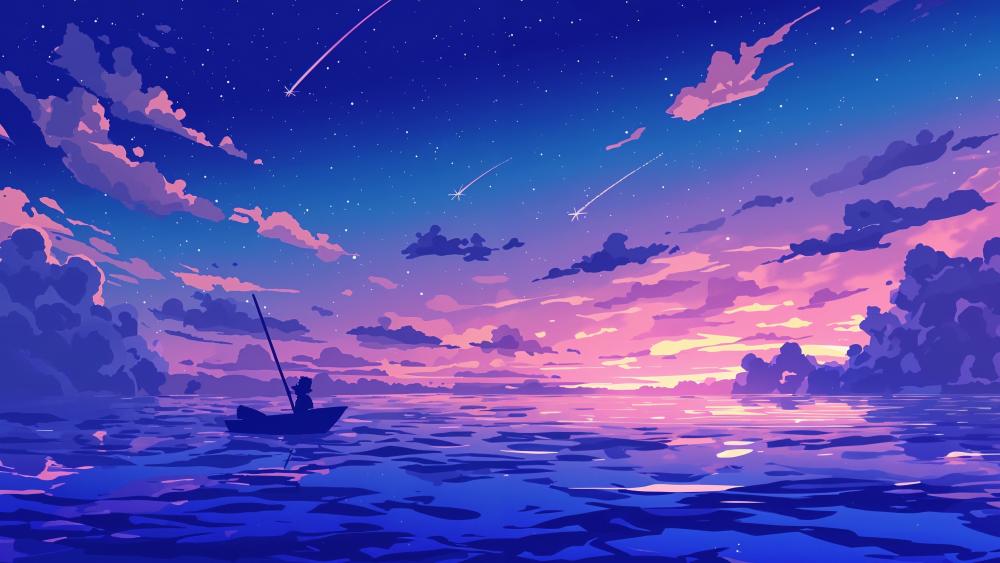 Serene Night Sky Over Calm Waters wallpaper