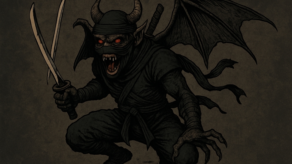Dark Demon Ninja in Shadows wallpaper