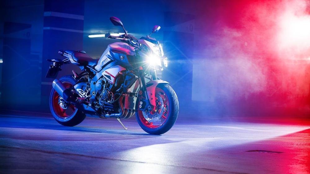 Dynamic Motorcycle in Neon Lights wallpaper