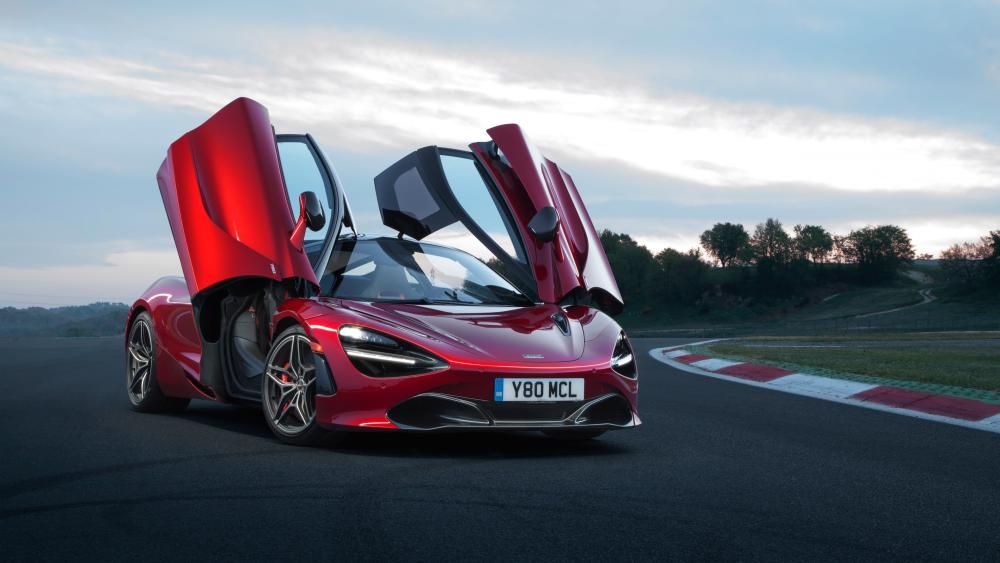 Stunning Red Supercar on the Track wallpaper