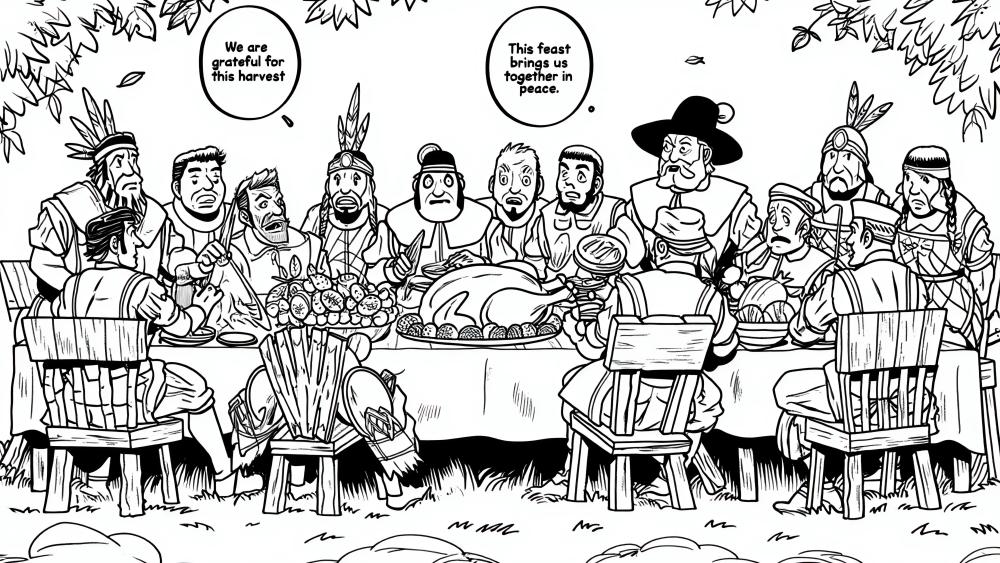 Thanksgiving Feast in Cartoon Style wallpaper