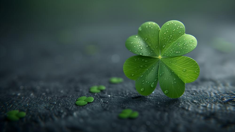 Lush Green Four-Leaf Clover Wallpaper wallpaper