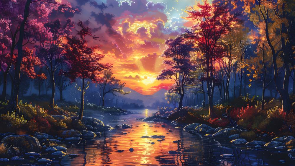 Enchanting Sunset Over Tranquil Waters wallpaper