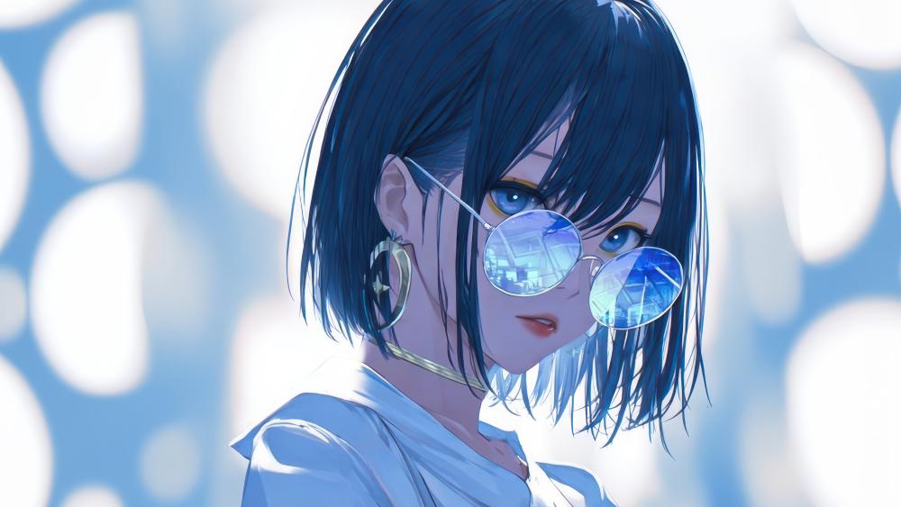 Cool Anime Girl with Sunglasses wallpaper