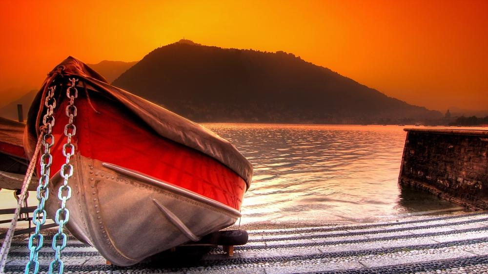 Peaceful Sunset at the Lakeside wallpaper