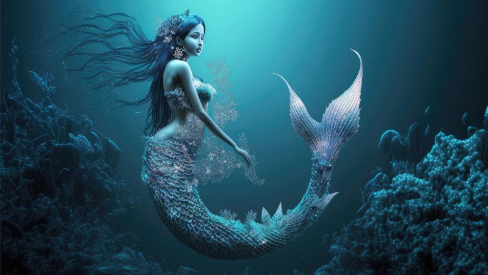 Enchanting Mermaid in Underwater Realm wallpaper