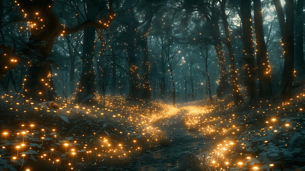 Enchanted Forest Glow in 8K Fantasy Art wallpaper