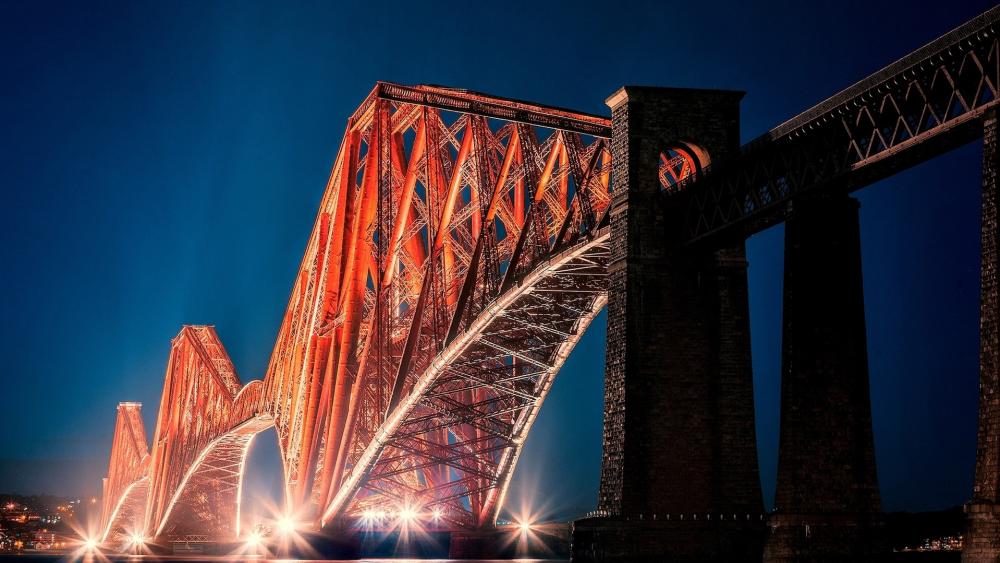 Majestic Night at Forth Bridge Scotland wallpaper