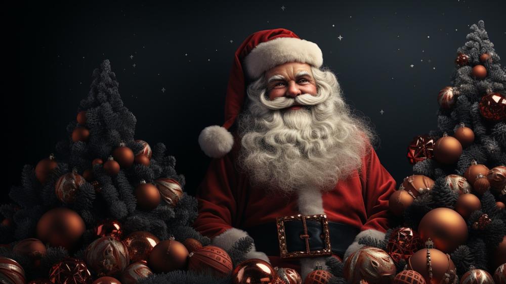 Festive Santa Amidst Holiday Cheer wallpaper