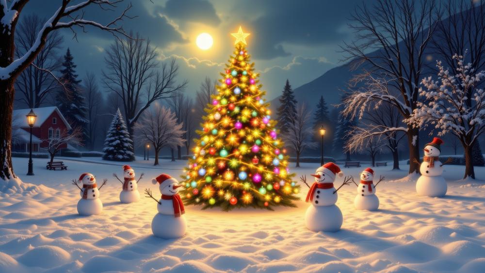 Magical Winter Celebration Under the Stars wallpaper