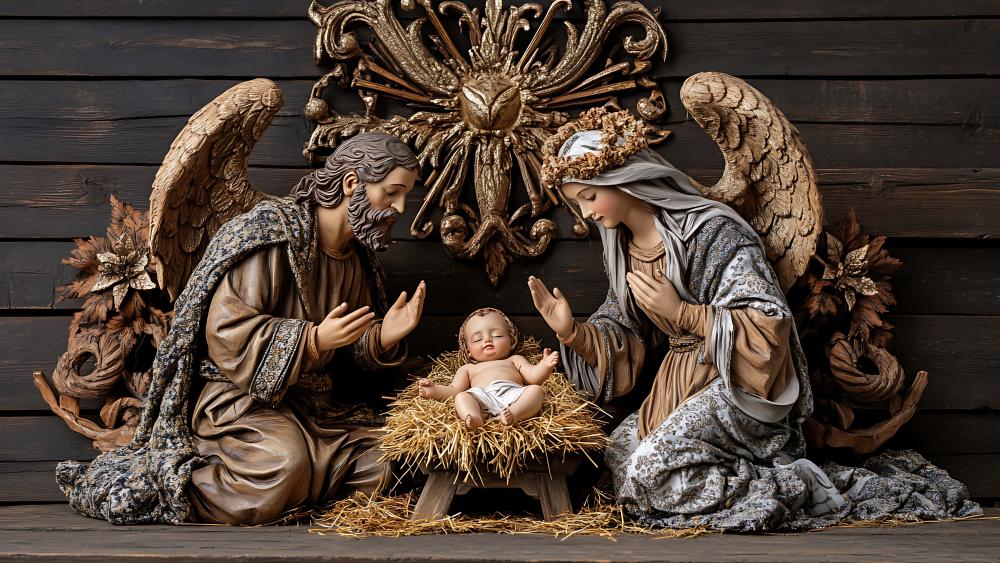 Serene Nativity Scene for a Peaceful Atmosphere wallpaper