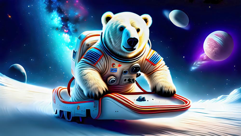 Outer Space Sled Riding wallpaper