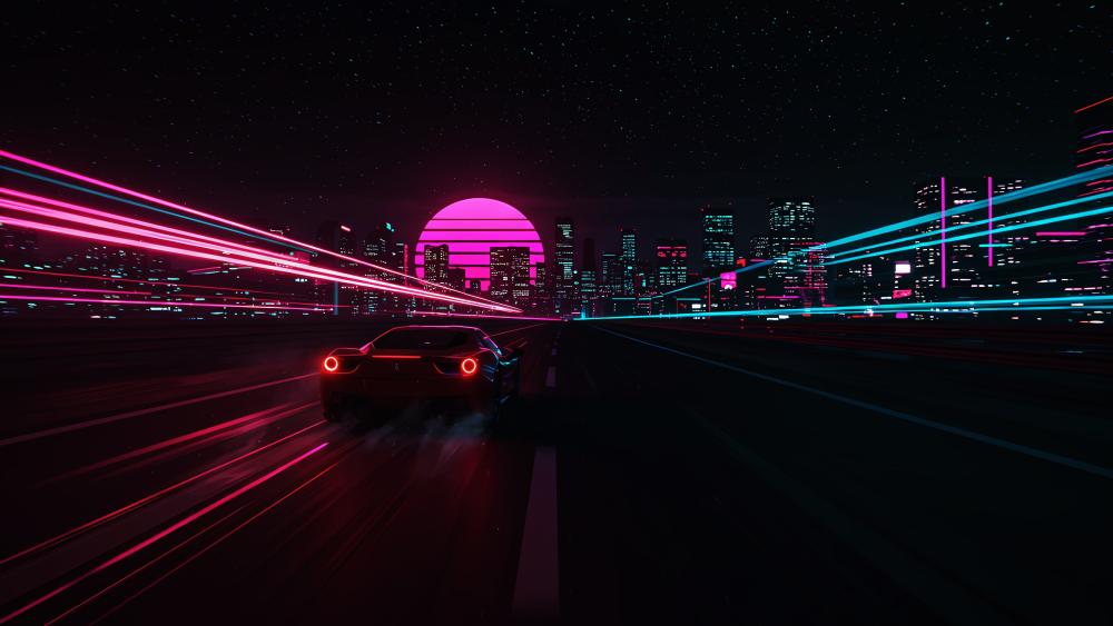 Neon Odyssey: Racing Through the Retro Future wallpaper