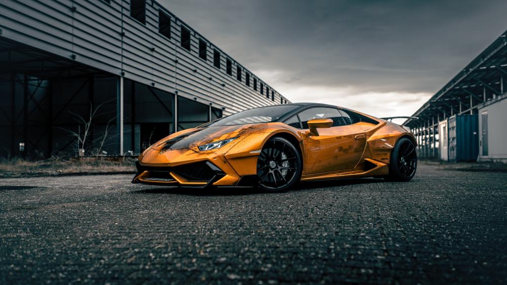 Lamborghini Huracán in Abandoned Warehouse Elegance wallpaper