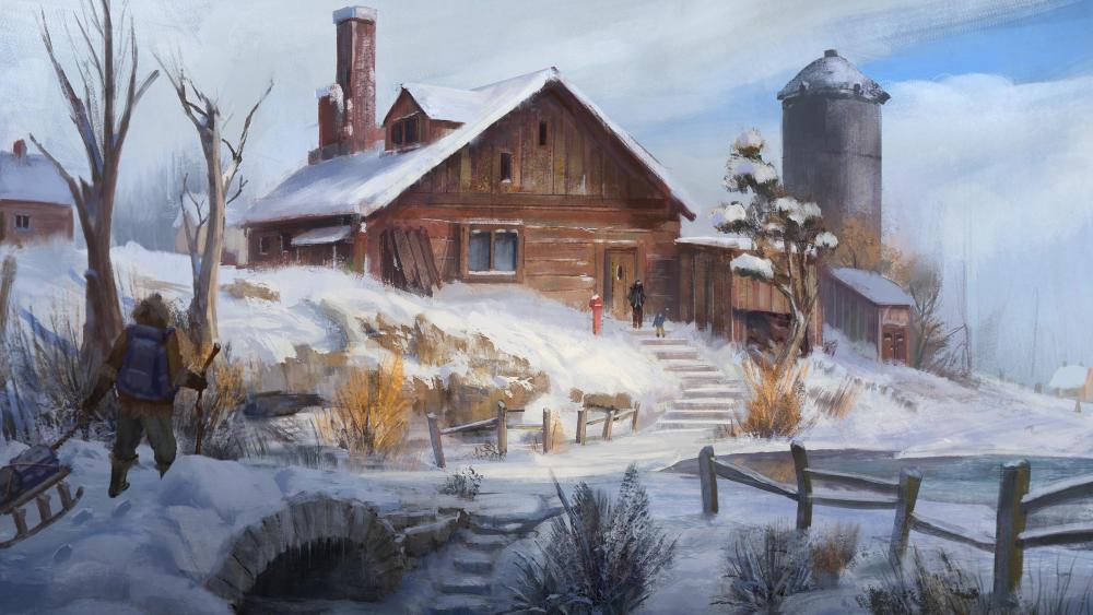 Winter's Whispering Haven wallpaper