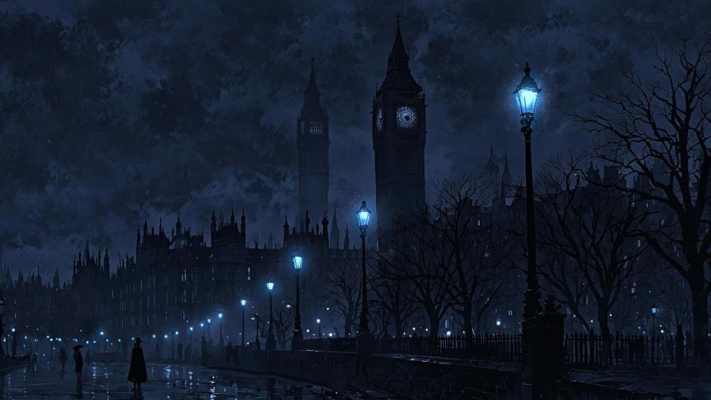 Mysterious Midnight Walk Through Anime London wallpaper