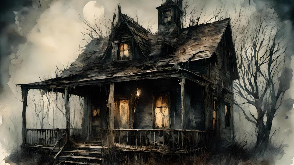 Haunted Shack in the Enchanted Woods wallpaper