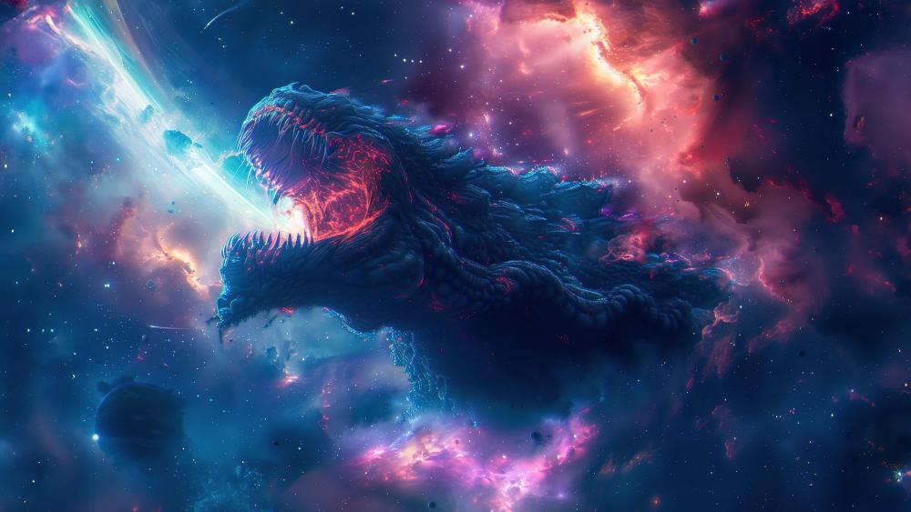 Nebula Kaiju Roaring Through the Cosmic Void wallpaper