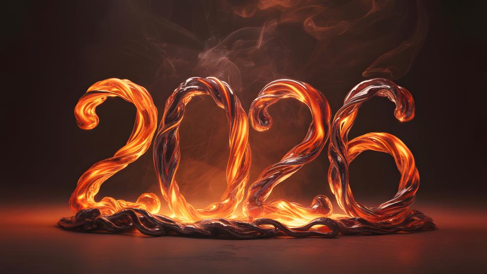 Fiery 2026 New Year Glow in 5K Celebration Wallpaper wallpaper