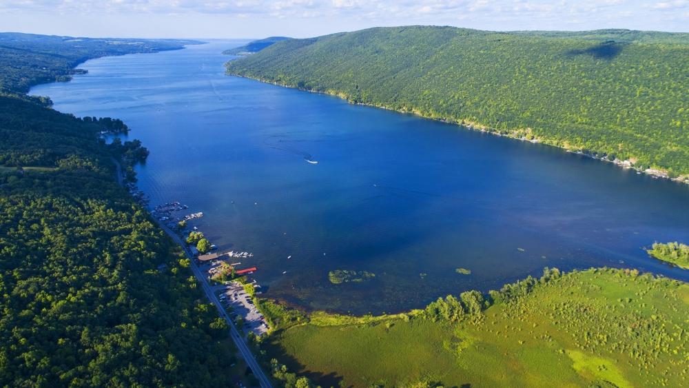 Aerial Calm Over Keuka Lake in New York Finger Lakes wallpaper