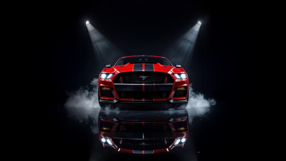Shelby Mustang GT500 Emerging Through Smoke in Dark 4K wallpaper