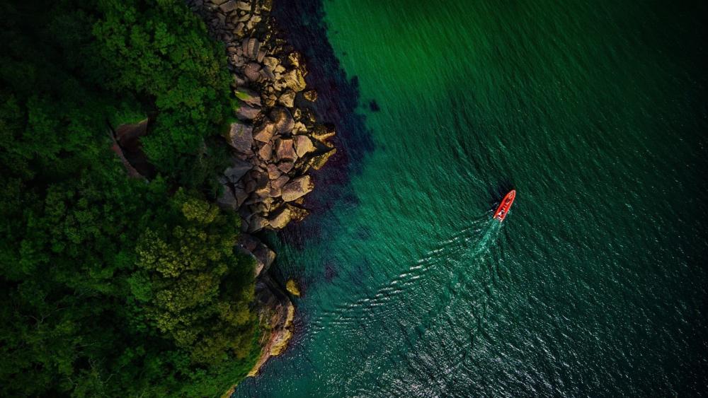 Aerial Serenity Over Anstey's Cove Devon Coast wallpaper