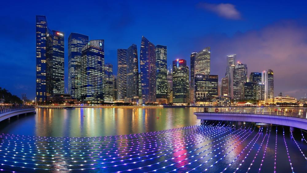 Marina Bay Waterfront Night, Singapore wallpaper