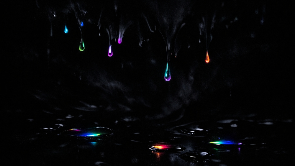 Neon Drips Over Midnight Ink Abstract Darkness wallpaper