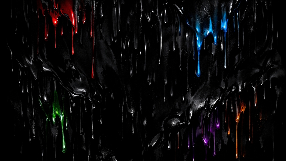 Neon Drips in Deep Darkness Abstract Liquid Wallpaper wallpaper