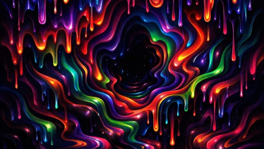 Neon Liquid Vortex Dripping Through a Cosmic Abstract Dream wallpaper