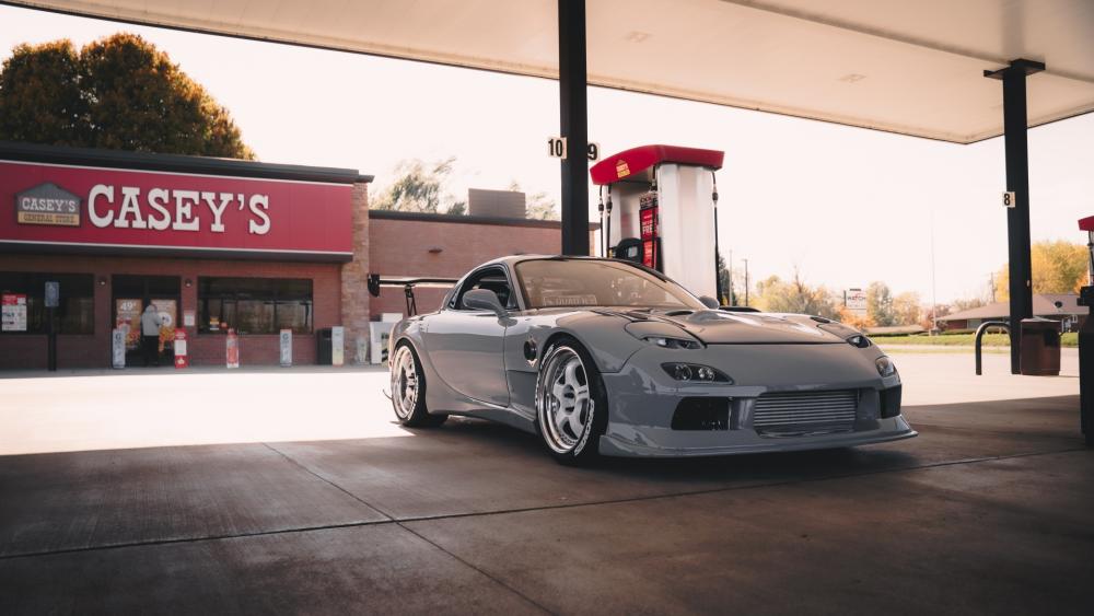 Mazda RX-7 Street Legend at a Quiet Gas Station wallpaper