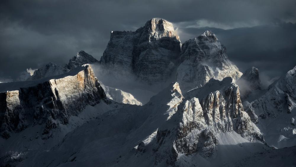 Monochrome Majesty of Monte Pelmo in the Dolomites wallpaper