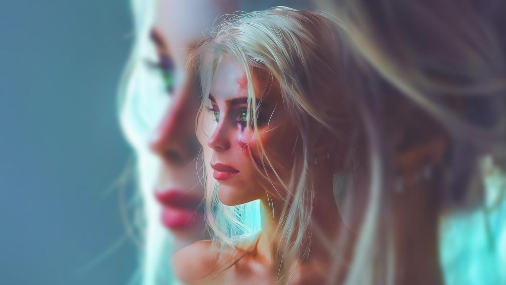 Ethereal Silver Haired Muse in Dreamlit Twilight wallpaper