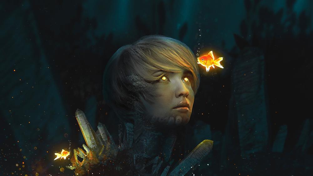 Gilded Gaze of the Abyssal Dreamer wallpaper