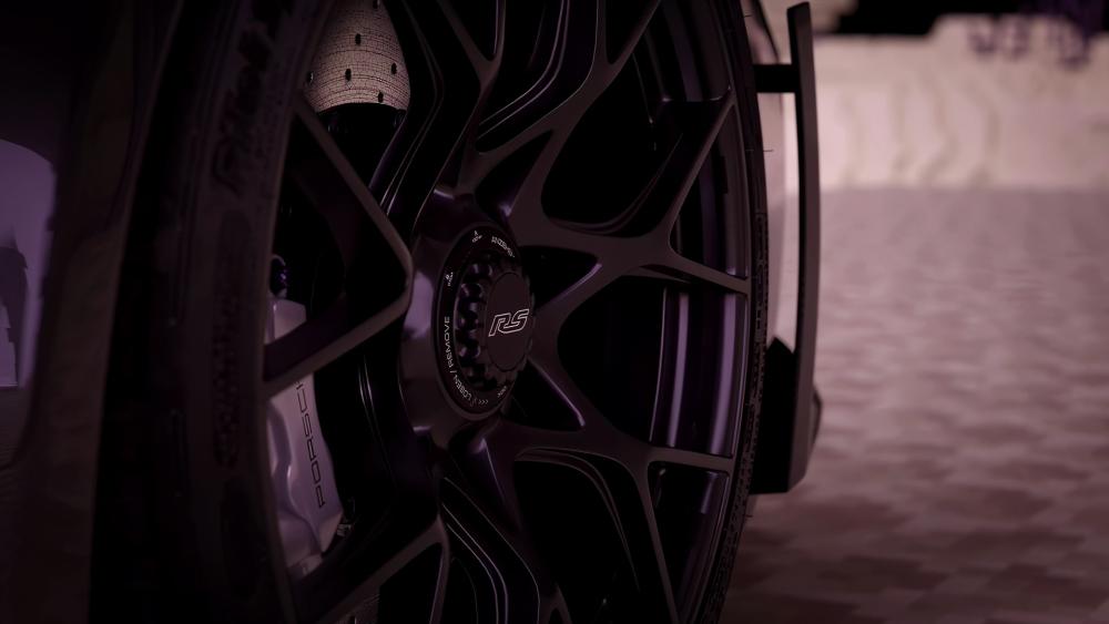 Porsche 911 GT3 RS Wheel Close Up in Dark Purple Tones wallpaper