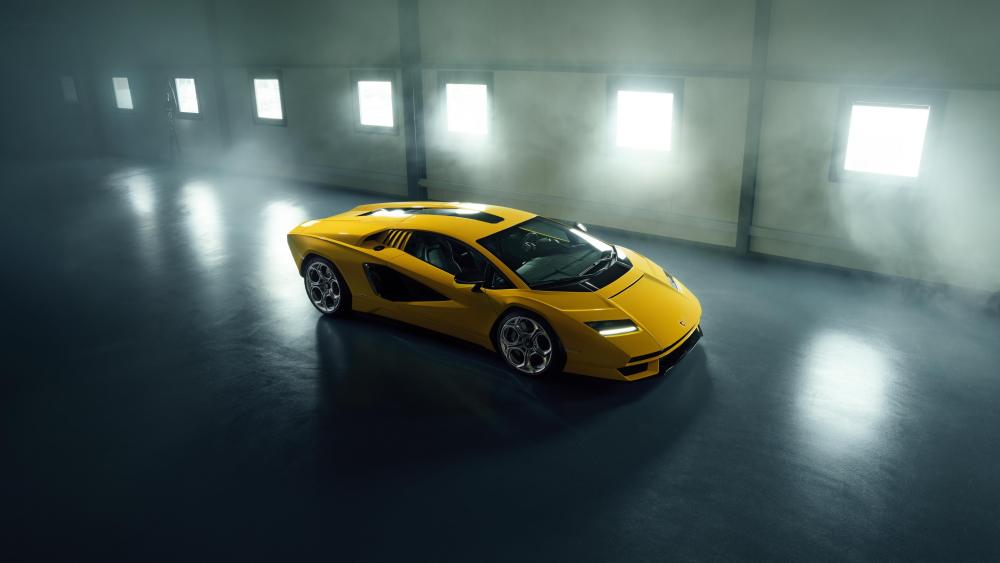 Lamborghini Countach LPI 800-4 in a Misty Industrial Studio wallpaper