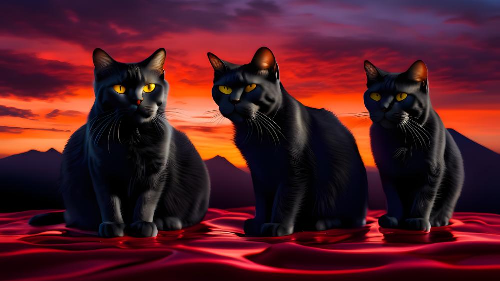 Black Cats On The Prowl wallpaper