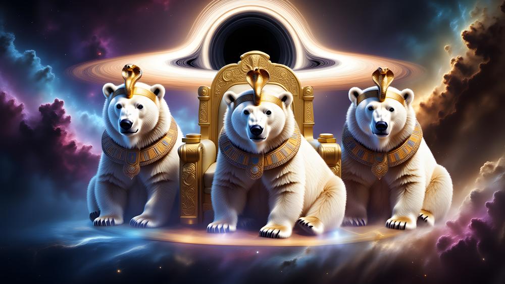 Pharaoh Polar Bears Ruling the Cosmos in 5K AI Art wallpaper