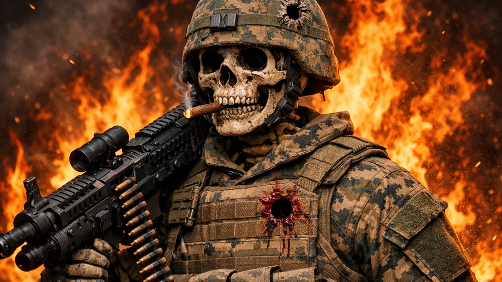 Flaming Battlefield Revenant Soldier With Cigar and Rifle wallpaper