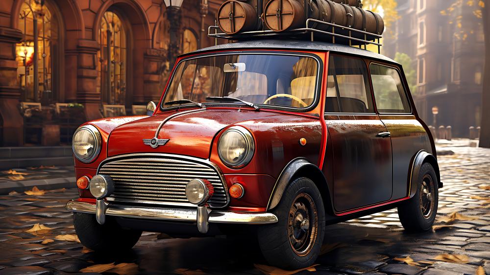 Autumn City Adventure Classic MINI Cooper in Cinematic 4K wallpaper