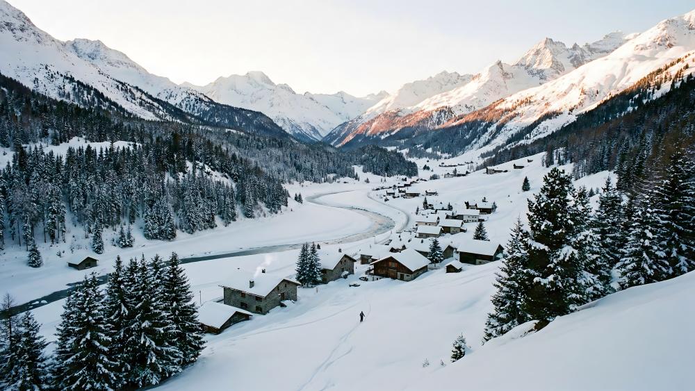 Beautiful Snowy Valley wallpaper