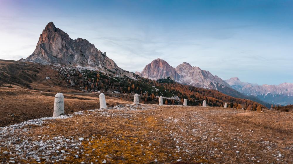 Autumn Silence at Giau Pass in the Italian Dolomites wallpaper
