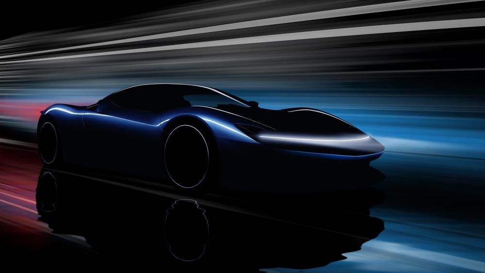 Neon Dream Run Pininfarina Battista Hypercar in Motion wallpaper