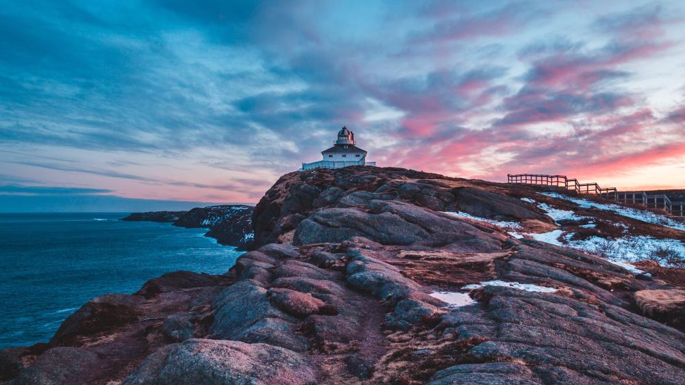 Sunrise Over Cape Spear Lighthouse on Newfoundland Rugged Atlantic Coast wallpaper
