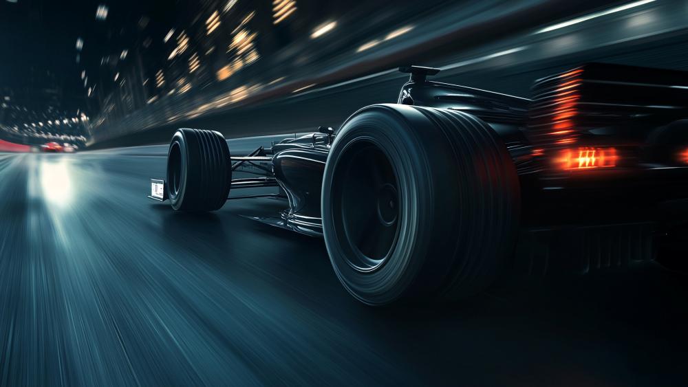 Neon Night Formula Racing Blur in Ultra High Definition 5K wallpaper