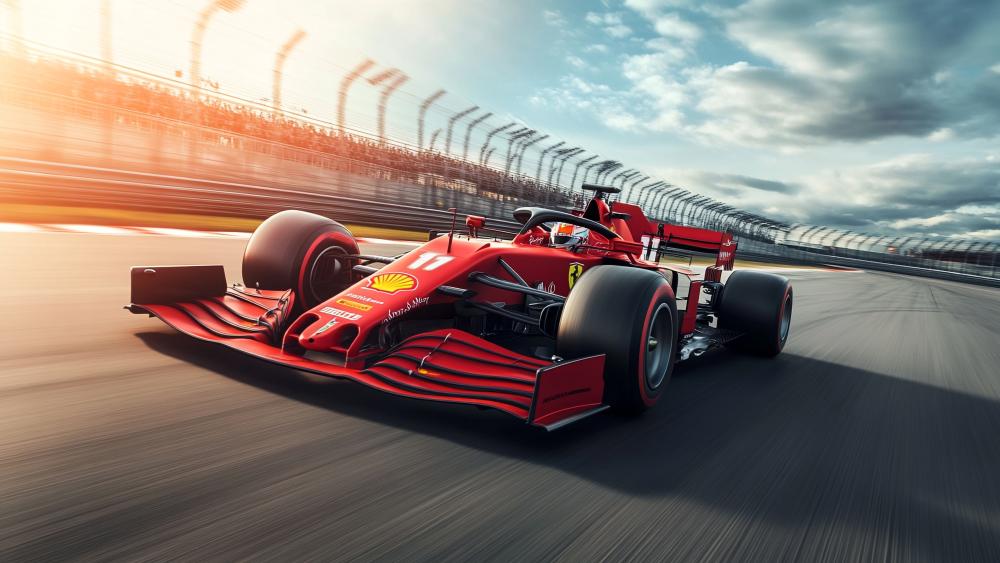 Sunlit Formula One Speeding Through the Circuit in 5K Glory wallpaper