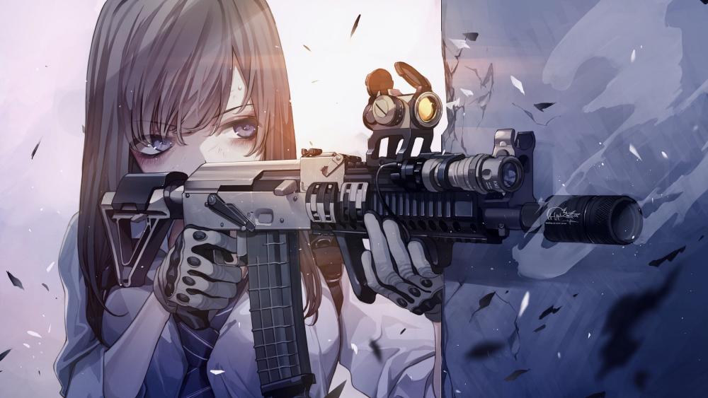 Silent Winter Scope Anime Sniper Girl Locked on Target in 4K wallpaper